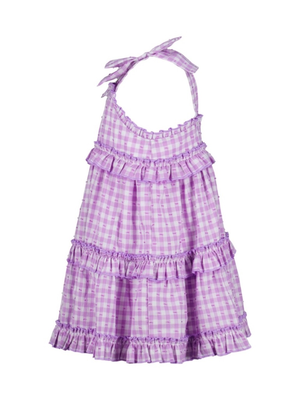 New - Kids Headquarters Purple Gingham Tiered Ruffle Top for Girls | 6X - Picture 4 of 9